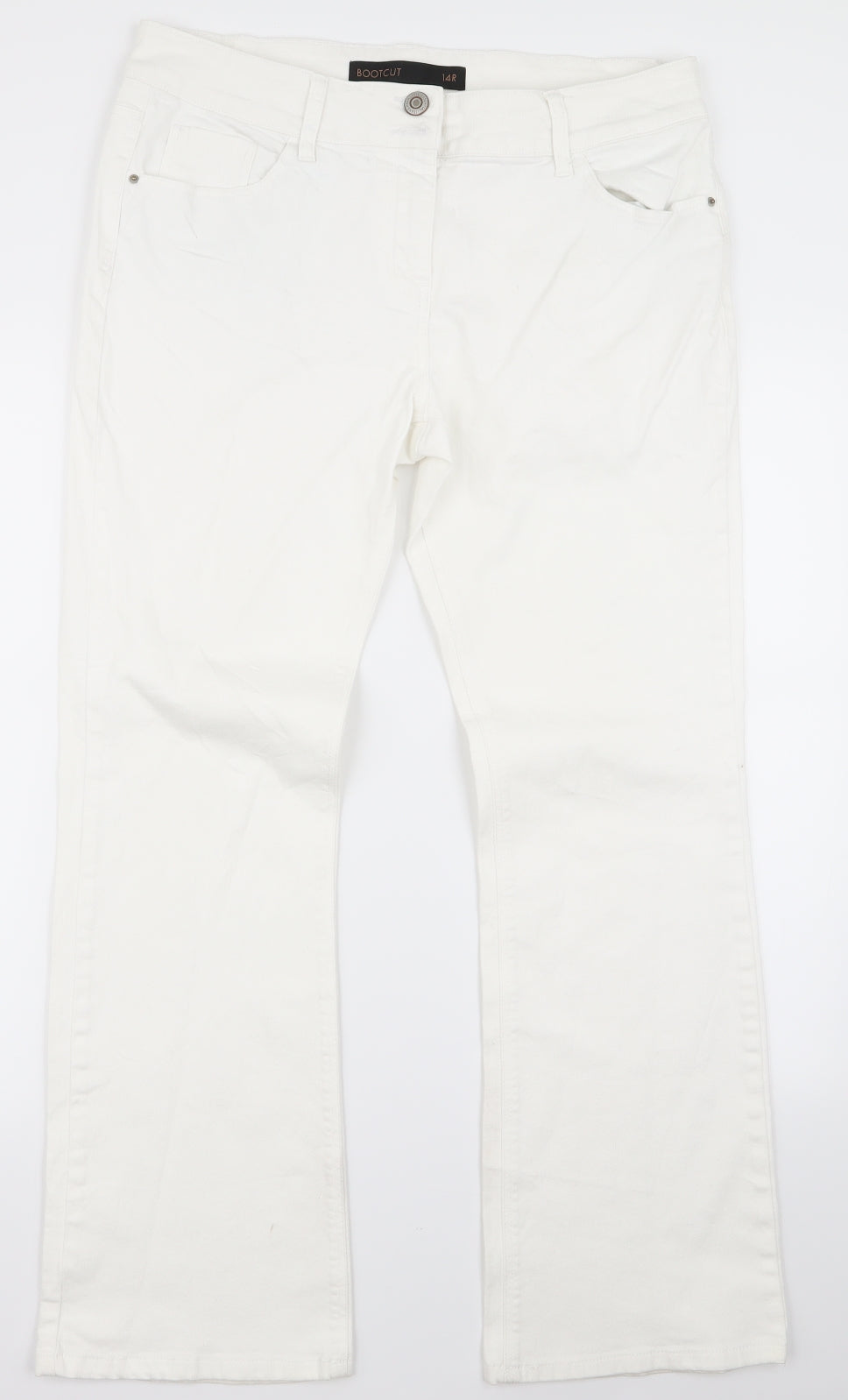 Preworn Womens White   Bootcut Jeans Size 14 L36 in - v