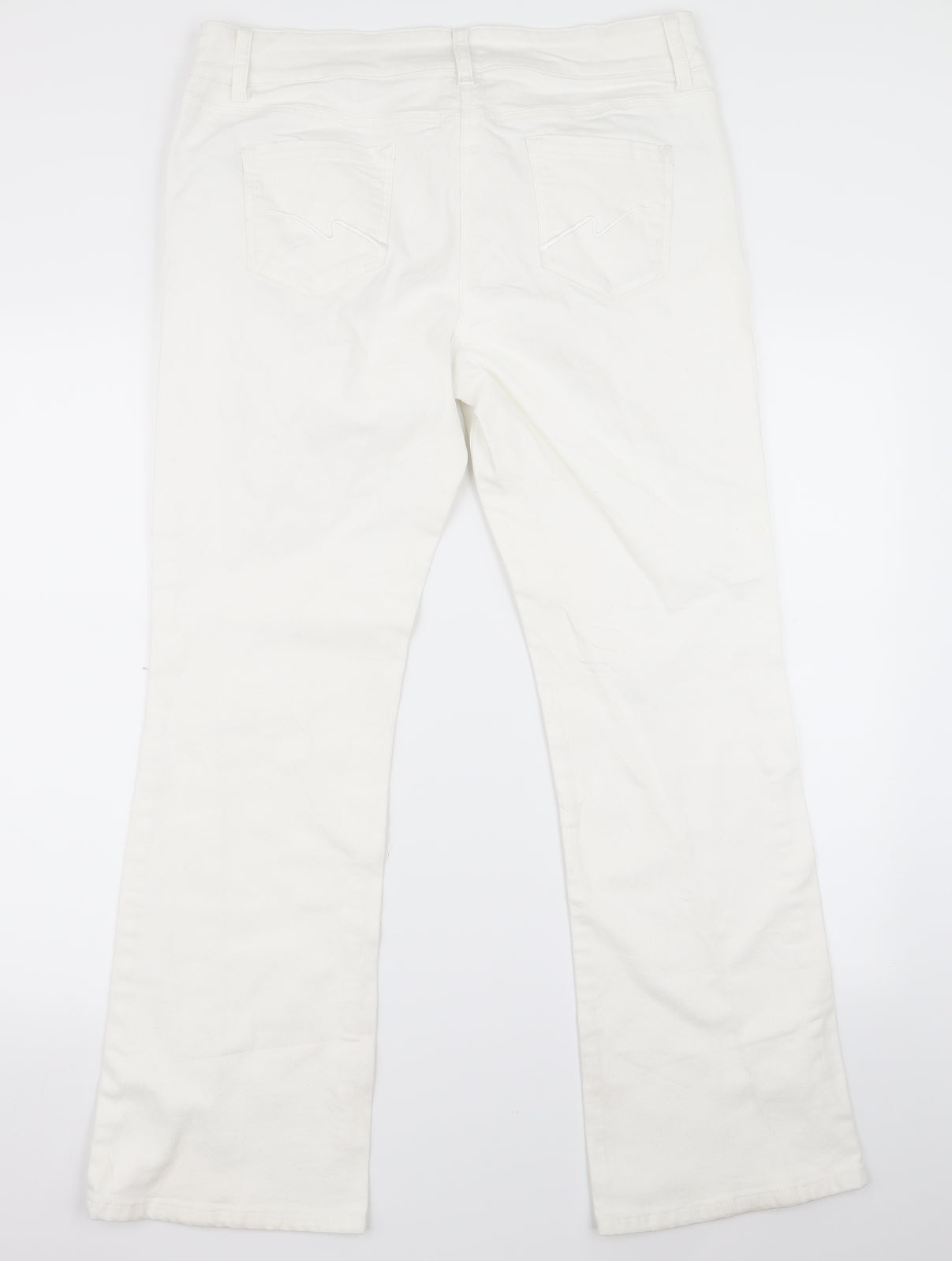 Preworn Womens White   Bootcut Jeans Size 14 L36 in - v