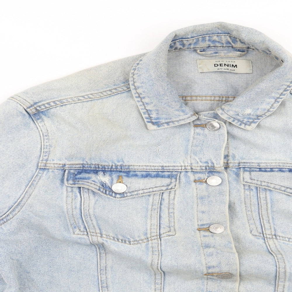 New Look Womens Blue   Biker Jacket Size 10  - m