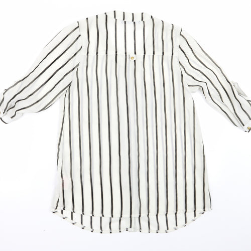 Atmosphere Womens White Striped  Basic Blouse Size 8