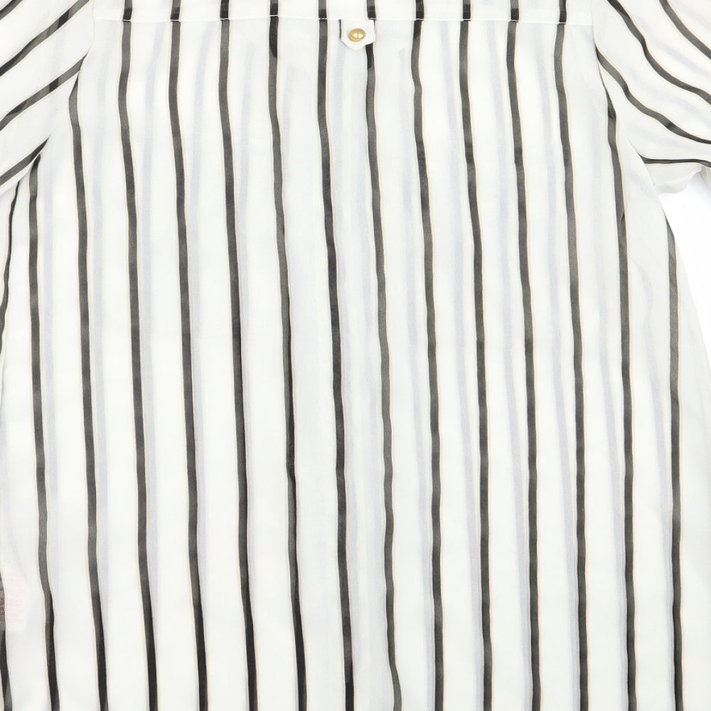 Atmosphere Womens White Striped  Basic Blouse Size 8