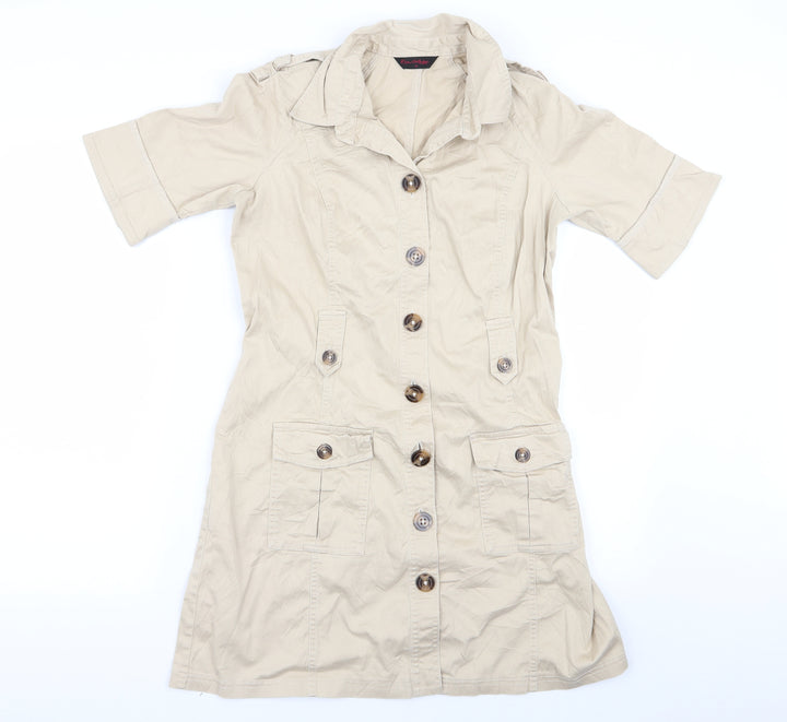 Miss Selfridge Womens Beige   Overcoat Coat Size 14