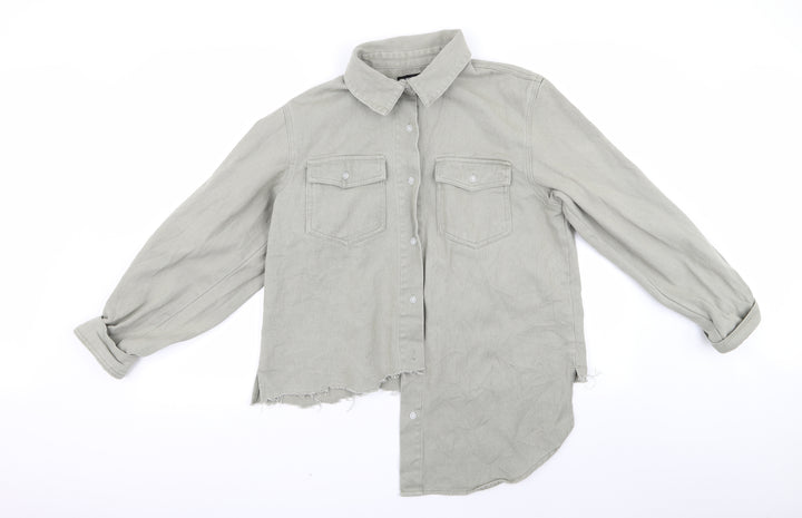 Missguided Womens Green Basic Button-Up Size 8