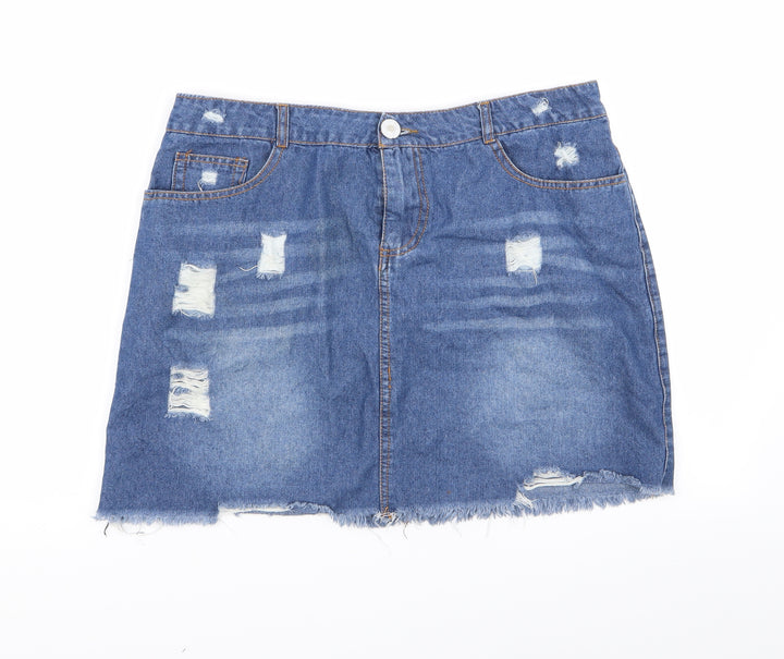 Preworn Womens Blue Denim Straight & Pencil Set Size XL