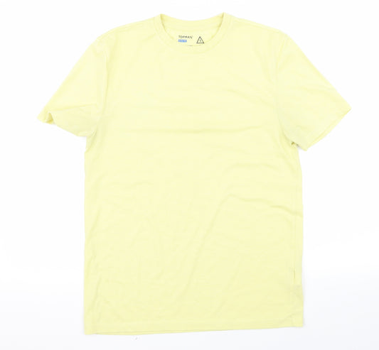 Front view of Topman men’s yellow t-shirt, size S