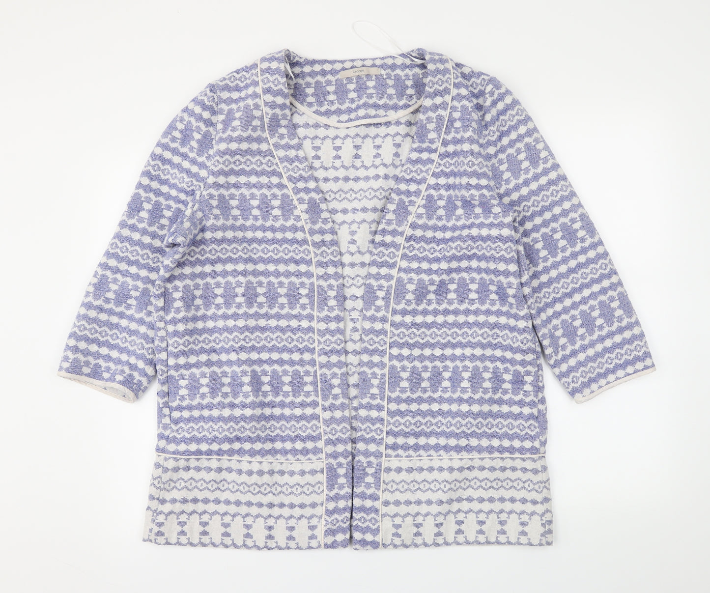 George Womens Blue Fair Isle  Jacket Coatigan Size 18