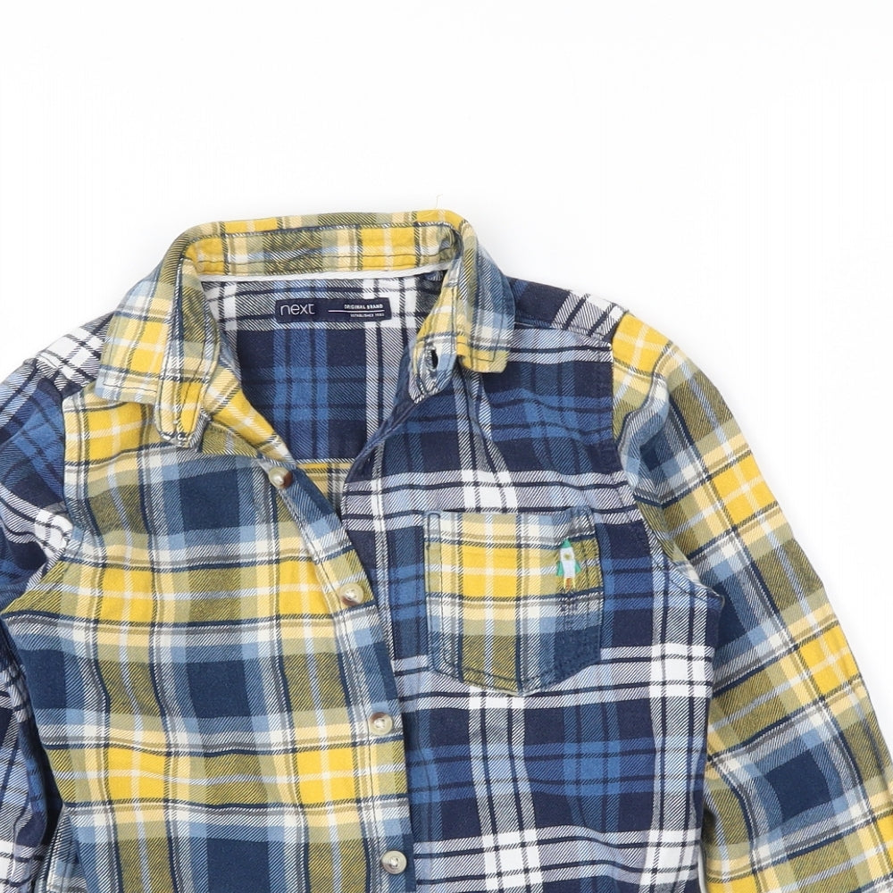 NEXT Boys Blue Plaid  Basic Button-Up Size 3-4 Years