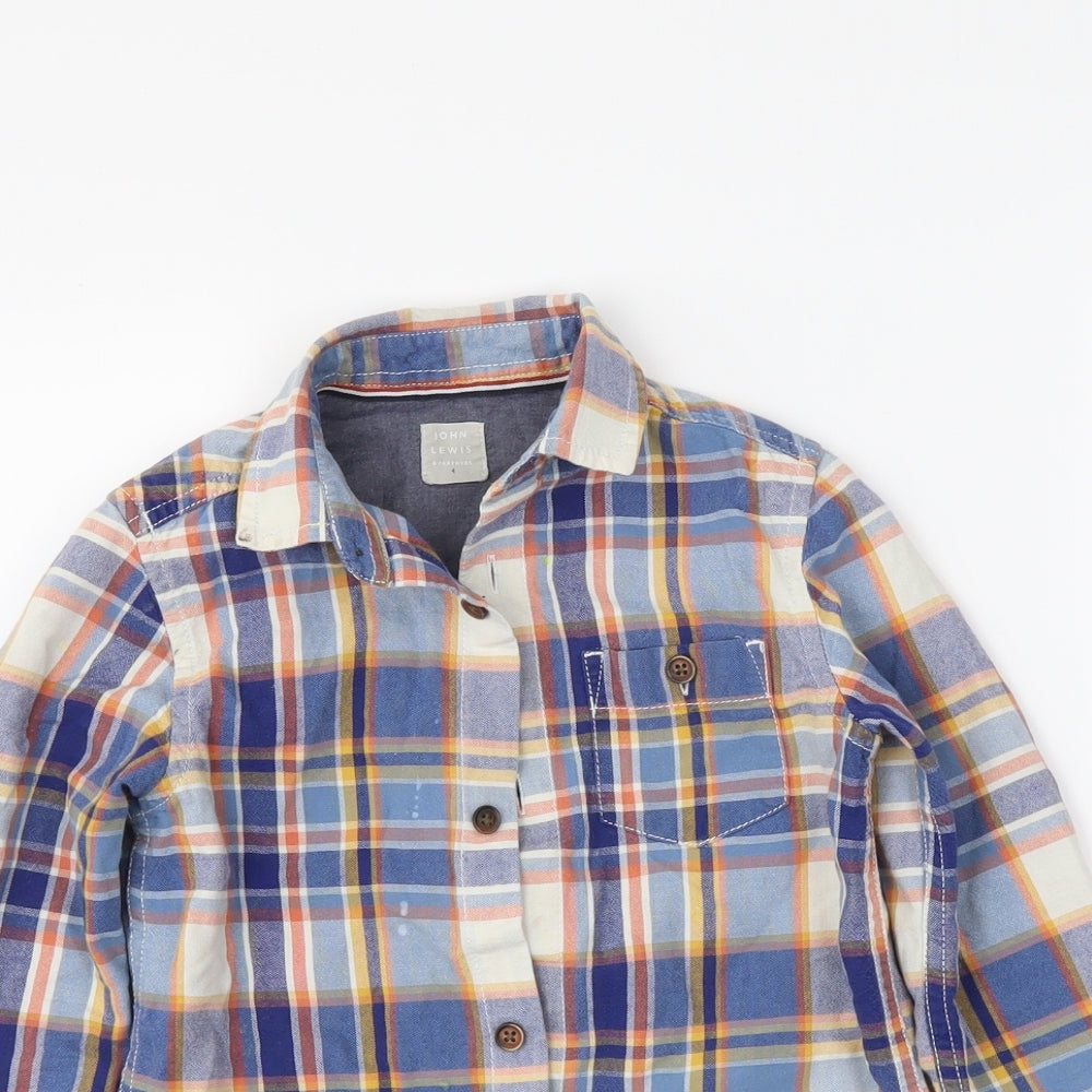 John Lewis Boys Blue Plaid  Basic Button-Up Size 4 Years