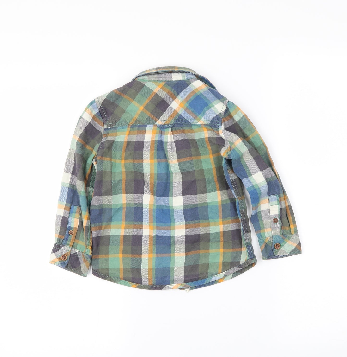 John Lewis Boys Green Plaid  Basic Button-Up Size 3 Years