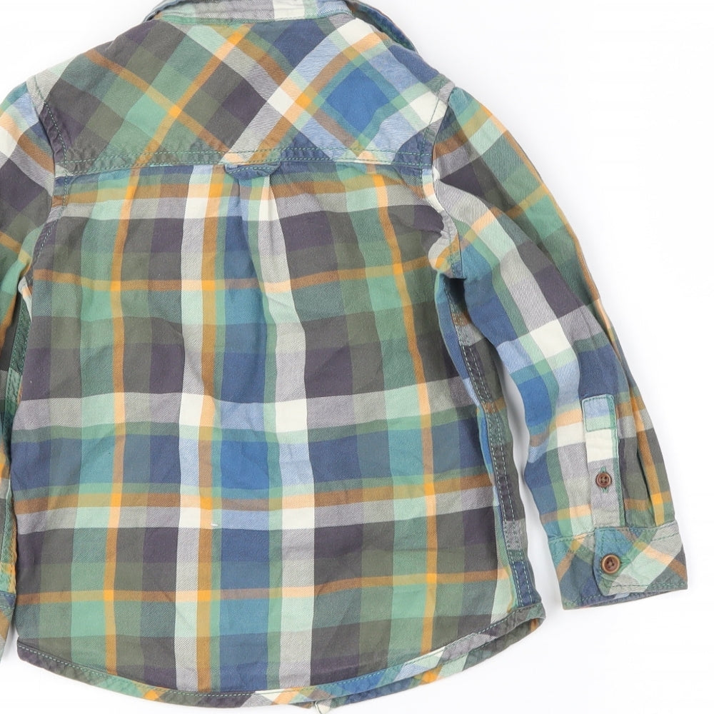 John Lewis Boys Green Plaid  Basic Button-Up Size 3 Years