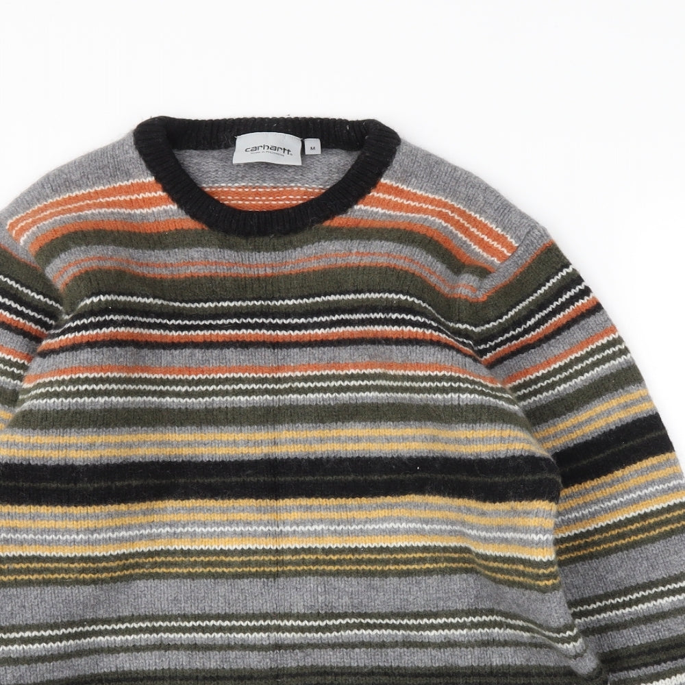 Carhartt Mens Grey Striped  Pullover Jumper Size M