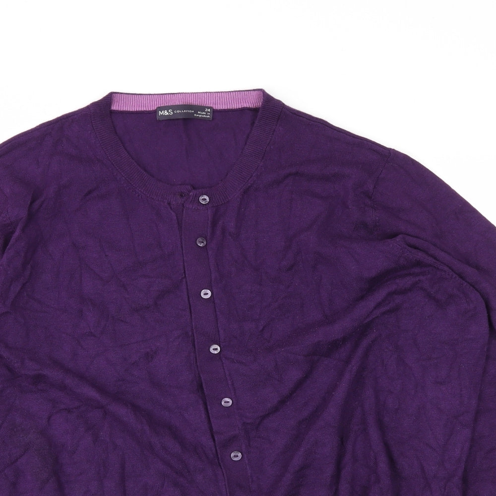 M&S Womens Purple   Cardigan Jumper Size 24