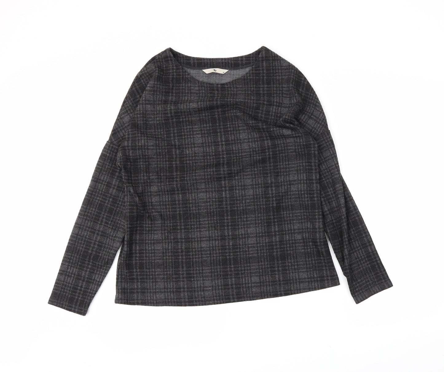 TU Womens Grey Plaid  Shrug Jumper Size 10