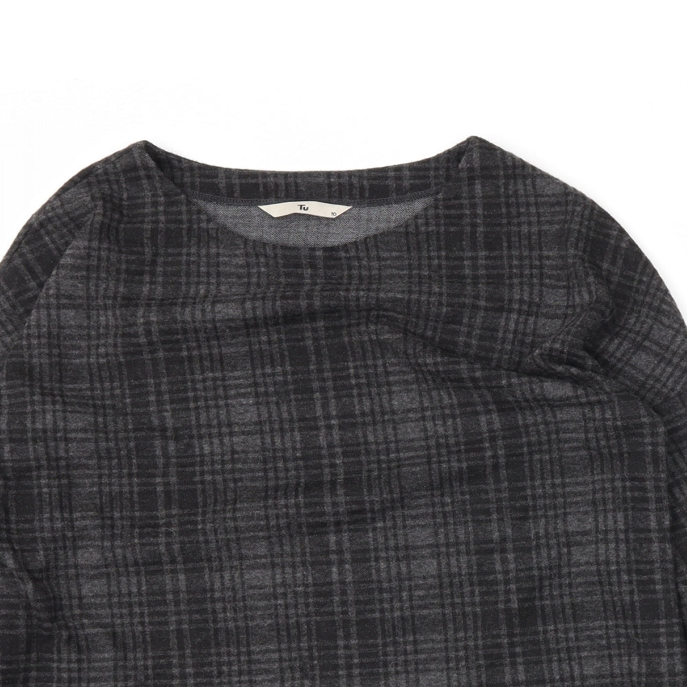 TU Womens Grey Plaid  Shrug Jumper Size 10