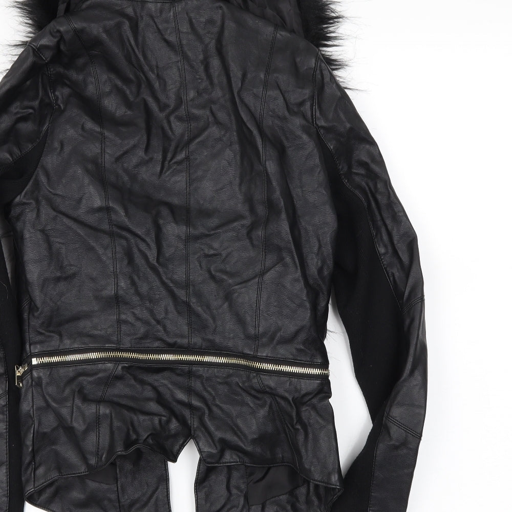 River Island Womens Black   Biker Coat Size 10