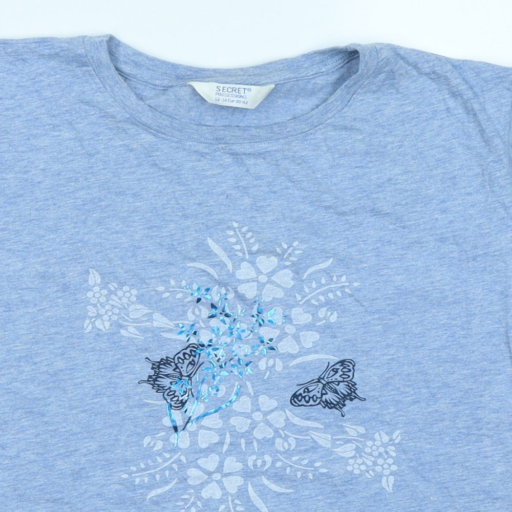 Secret Possessions Womens Blue   Basic T-Shirt Size 12  - Butterfly