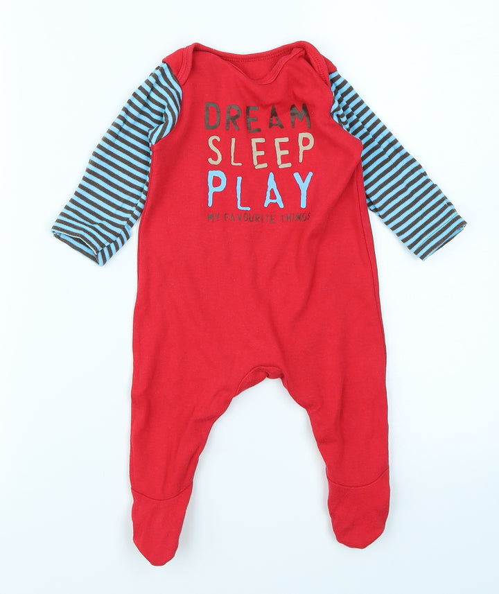 Mothercare Baby Red Striped Babygrow One-Piece Size 3-6 Months
