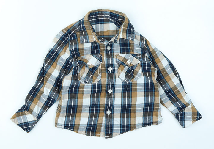 Little Rebel Baby Blue Plaid Basic Button-Up Size 12-18 Months
