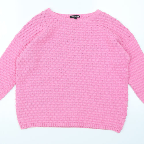 Warehouse Womens Pink Polka Dot  Pullover Jumper Size 10