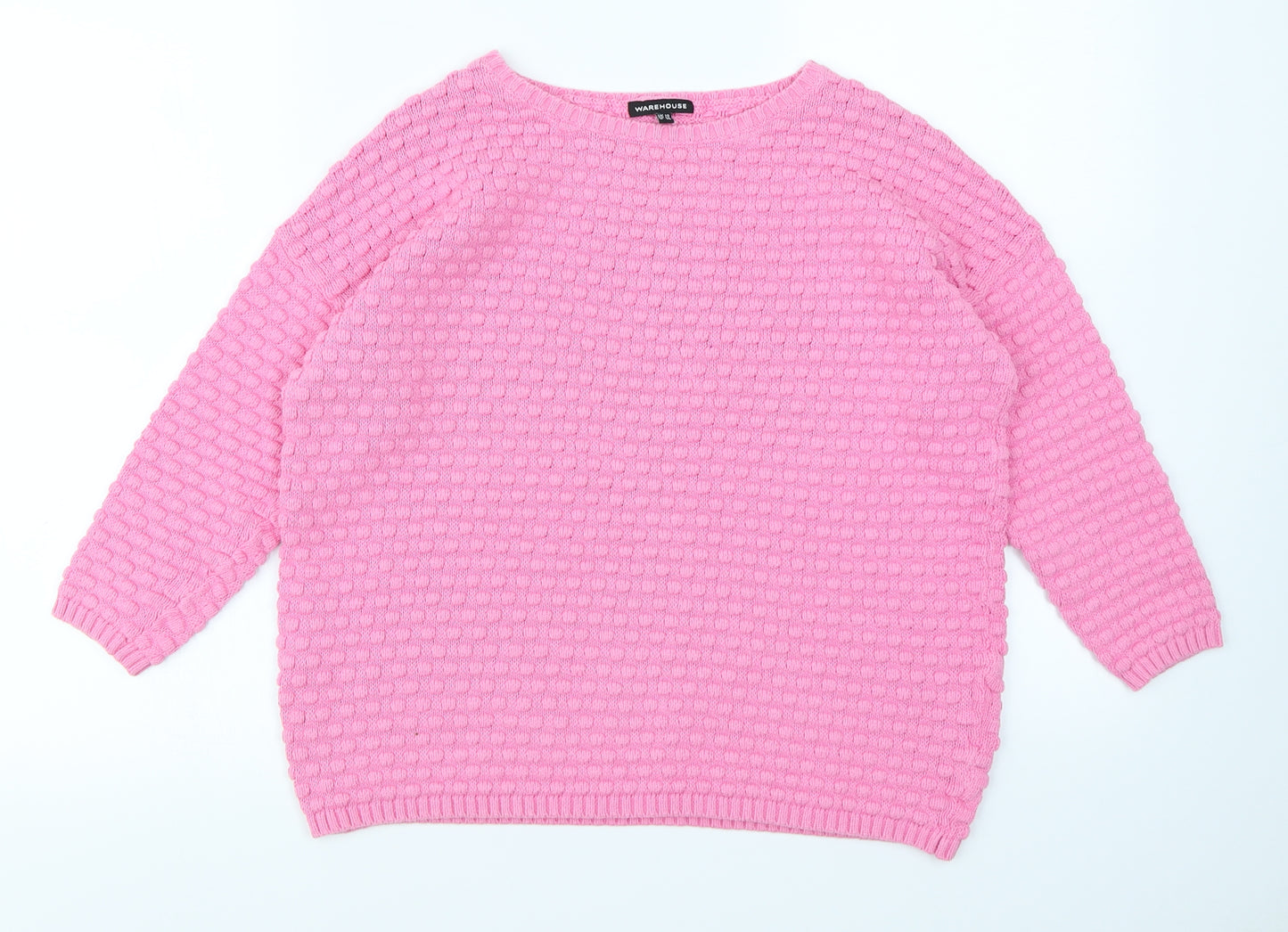 Warehouse Womens Pink Polka Dot  Pullover Jumper Size 10