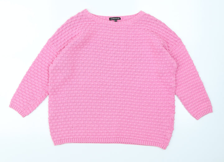 Warehouse Womens Pink Polka Dot  Pullover Jumper Size 10