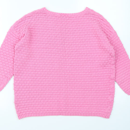 Warehouse Womens Pink Polka Dot  Pullover Jumper Size 10