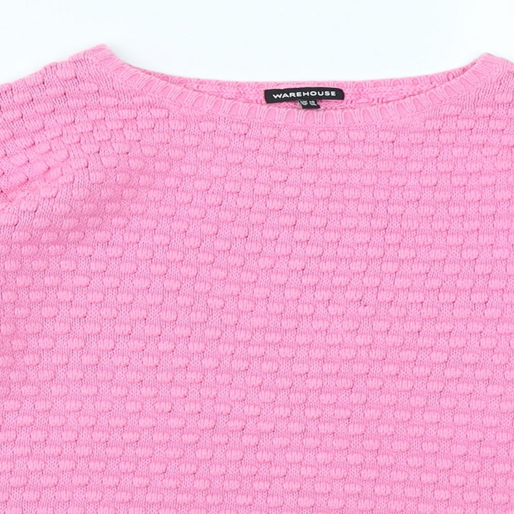 Warehouse Womens Pink Polka Dot  Pullover Jumper Size 10