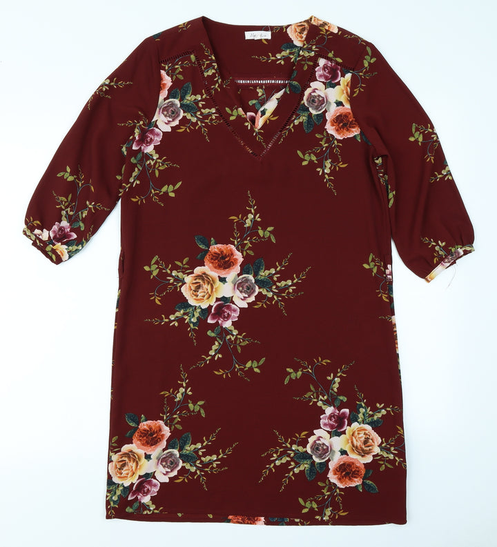 Noemie & Co Womens Purple Floral  A-Line  Size S