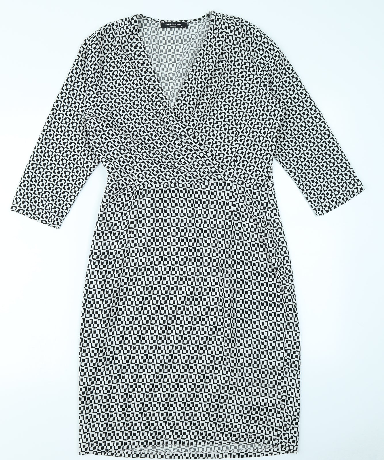 Collection Womens White Geometric  Skater Dress  Size 10