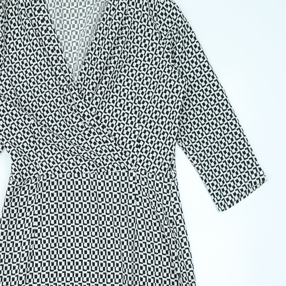 Collection Womens White Geometric  Skater Dress  Size 10