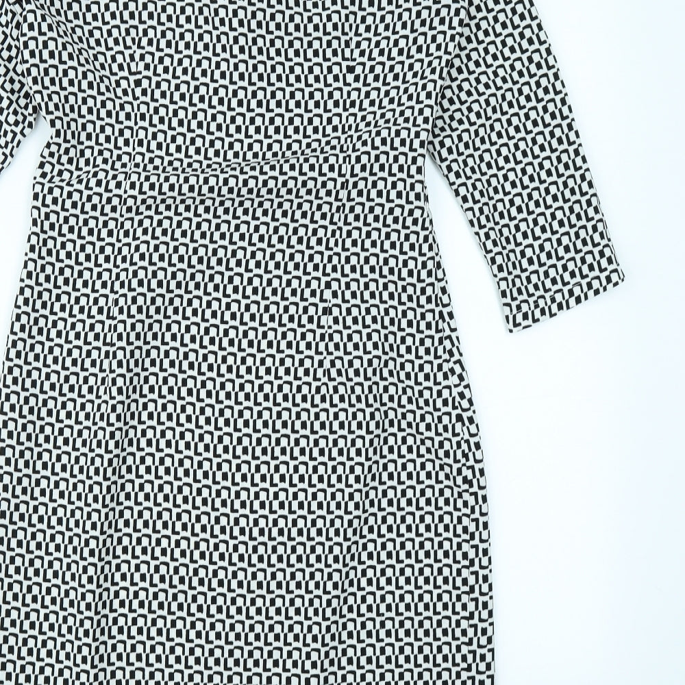 Collection Womens White Geometric  Skater Dress  Size 10