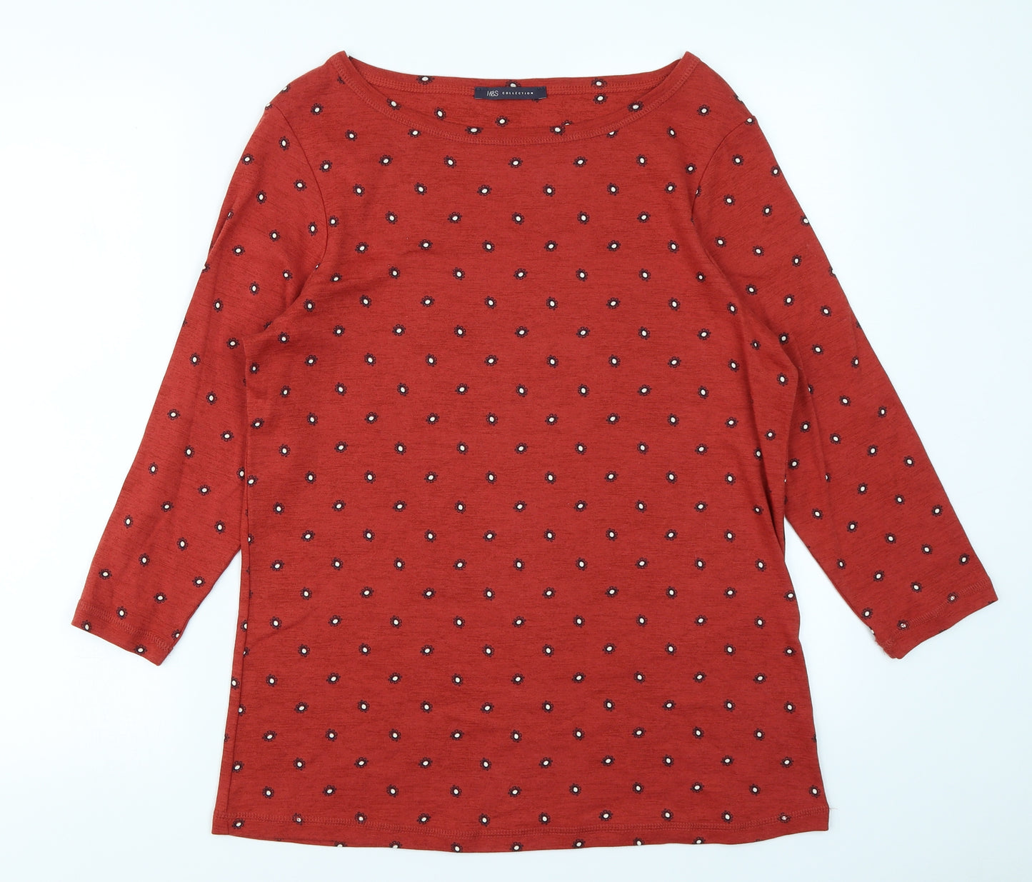 M&S Collection Womens Brown Floral  Basic T-Shirt Size 18