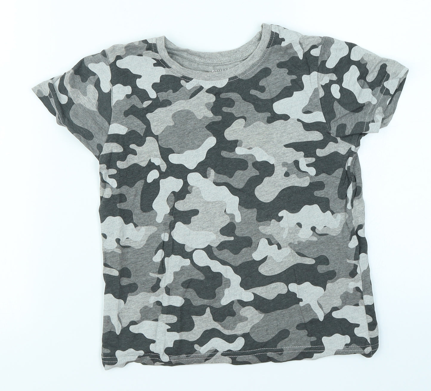 Primark Boys Grey Camouflage  Basic T-Shirt Size 4-5 Years