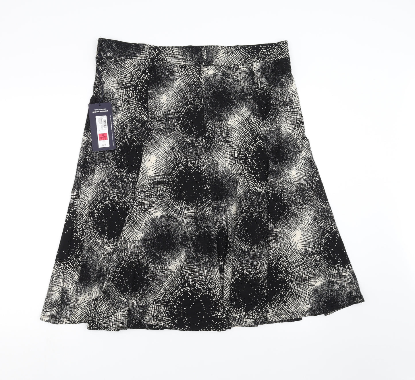 Marks and Spencer Womens Black Geometric  A-Line Skirt Size 18