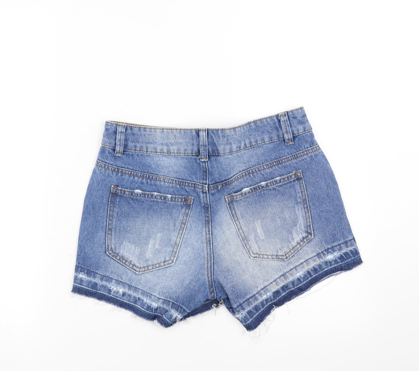 Primark Womens Blue  Denim Hot Pants Shorts Size 8 - Distressed