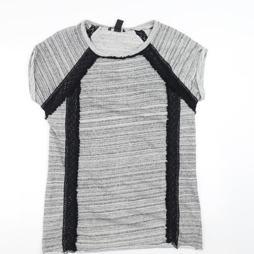 H&M Womens Grey   Pullover Sweatshirt Size S  - crochet detail
