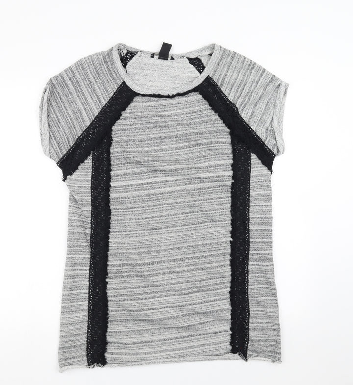 H&M Womens Grey Pullover Sweatshirt Size S - crochet detail
