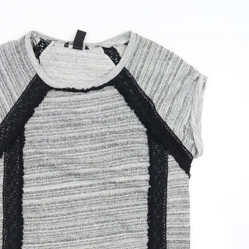H&M Womens Grey   Pullover Sweatshirt Size S  - crochet detail
