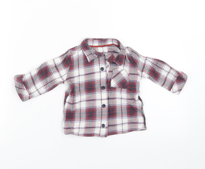 George Boys Red Plaid Basic Button-Up Size 3-6 Months