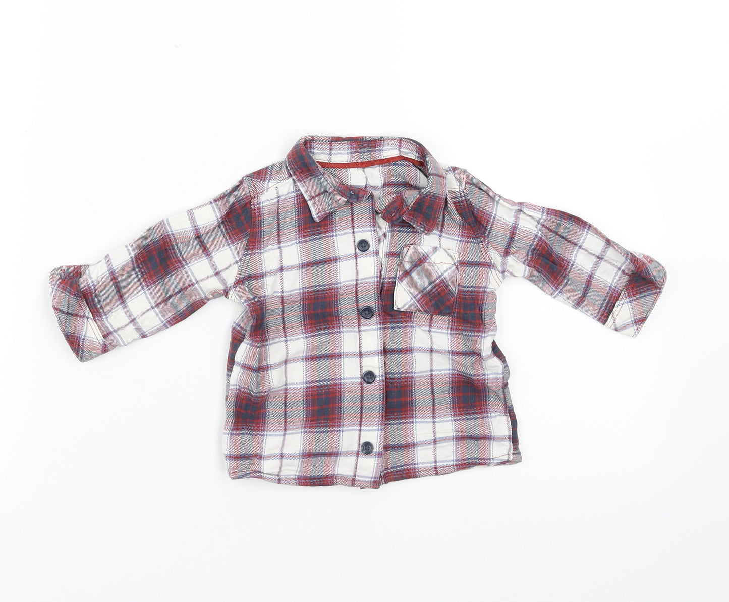 George Boys Red Plaid  Basic Button-Up Size 3-6 Months