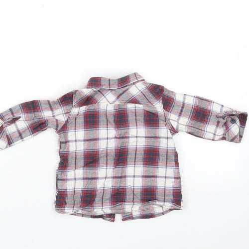 George Boys Red Plaid  Basic Button-Up Size 3-6 Months
