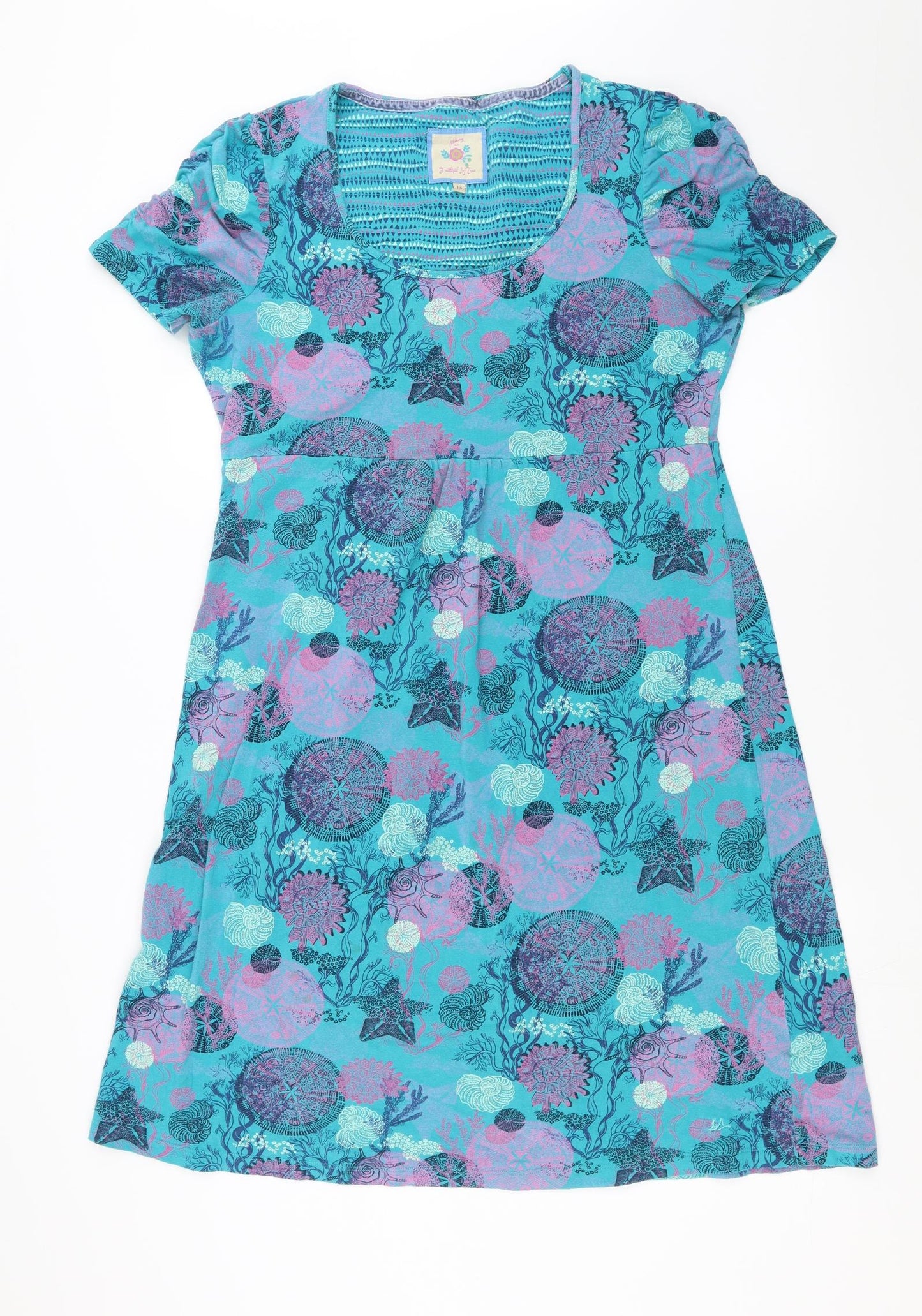 Mantaray Womens Blue   T-Shirt Dress  Size 14  - shells