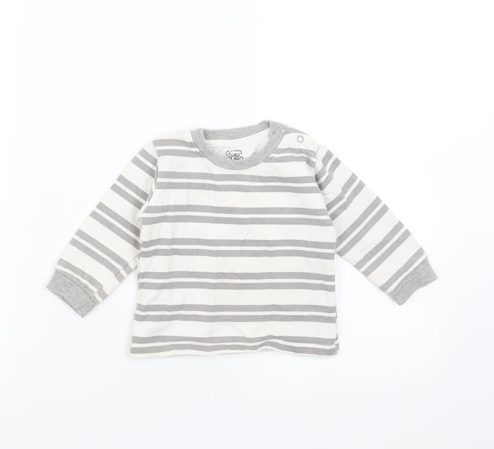 noqnoq Baby White Striped Pullover Jumper Size 9-12 Months