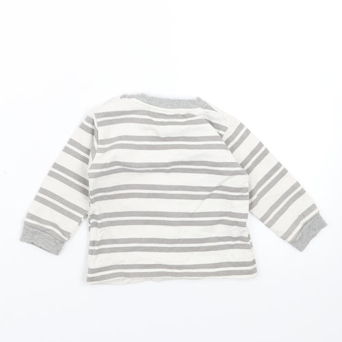 noqnoq Baby White Striped  Pullover Jumper Size 9-12 Months