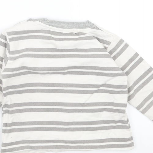 noqnoq Baby White Striped  Pullover Jumper Size 9-12 Months