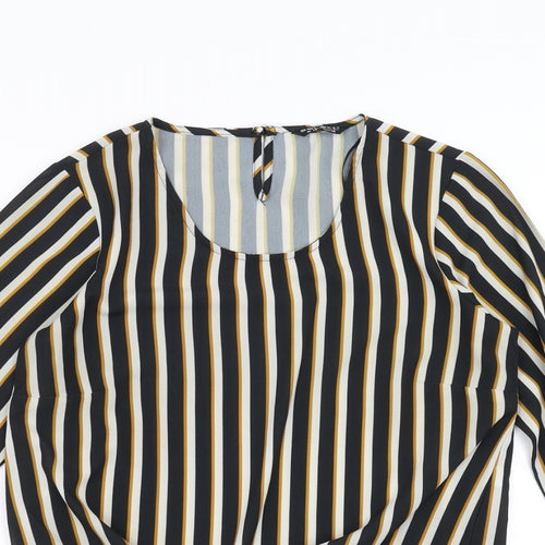 Select Womens Black Striped  Basic Blouse Size 12  - tie Front Detail