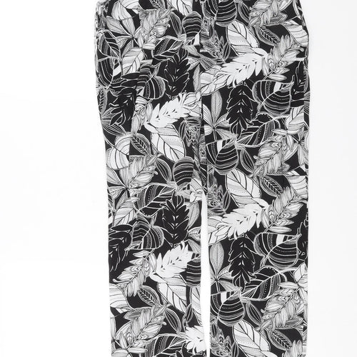 Select Womens Black Floral  Trousers  Size 12 L26 in