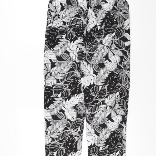 Select Womens Black Floral  Trousers  Size 12 L26 in