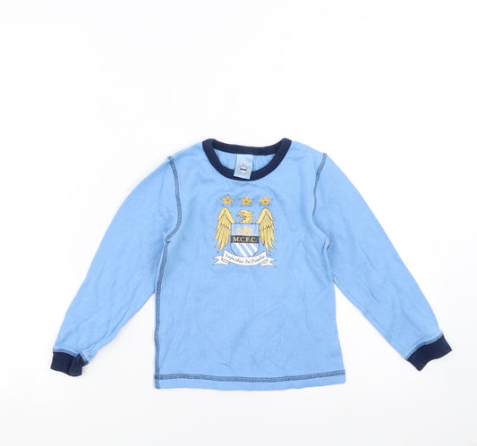 Marks and Spencer Boys Blue Solid   Pyjama Top Size 6-7 Years  - Manchester City Football Club