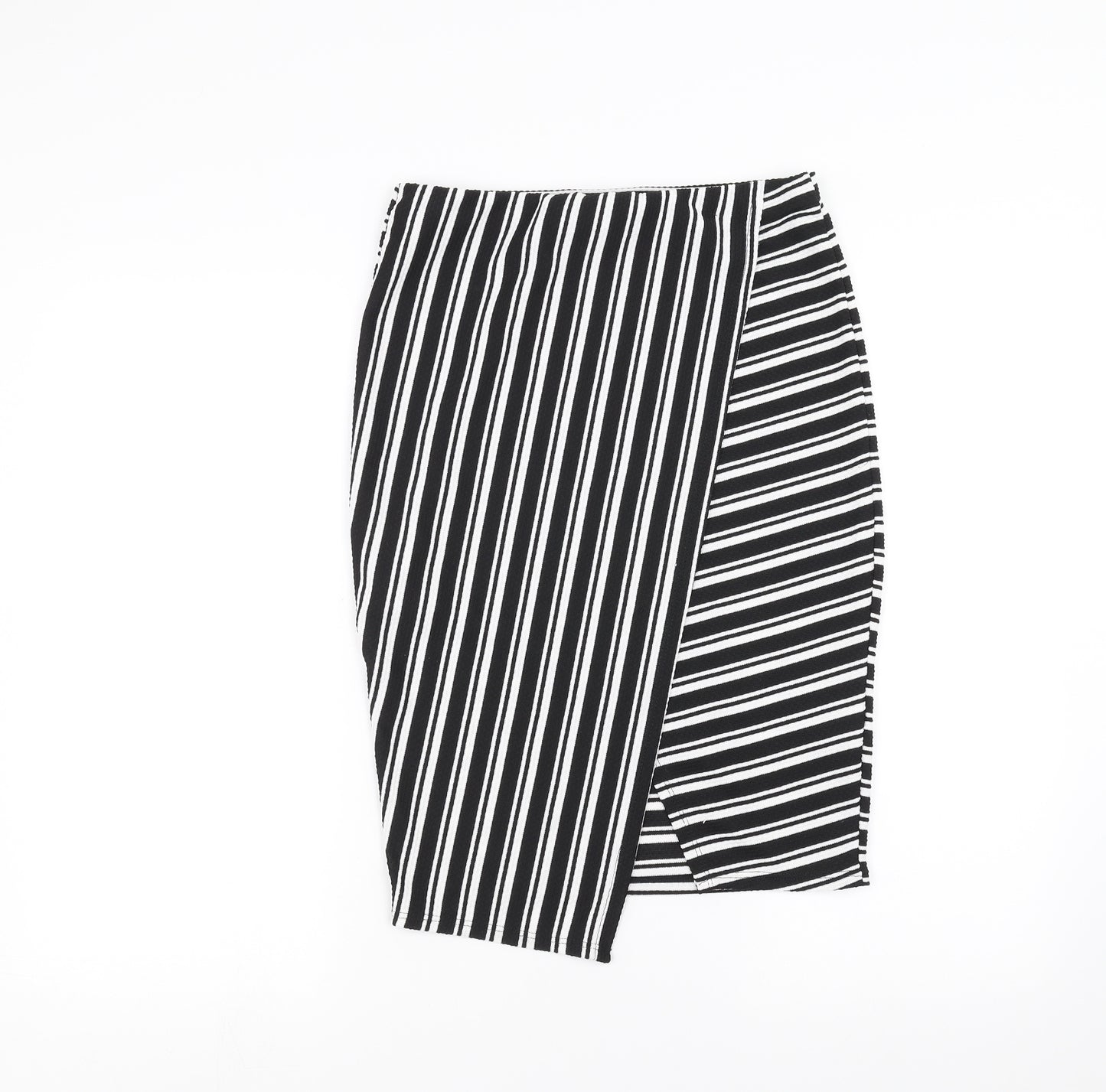 Primark Womens Black Striped  Straight & Pencil Skirt Size 10  - wrap style